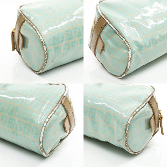 Auth Fendi Zucchino Hand Bag Light Blue #15070F96 - Picture 11 of 12